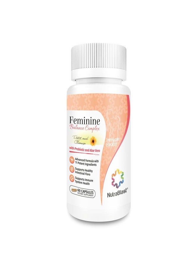 NutraBlast Feminine Balance Complex (60 Capsules) | Vaginal Detox & Cleanse Probiotics | Supports Healthy Intestinal Flora & Immune Function | Advanced Formula with 11 All Natural Ingredients - Image 1